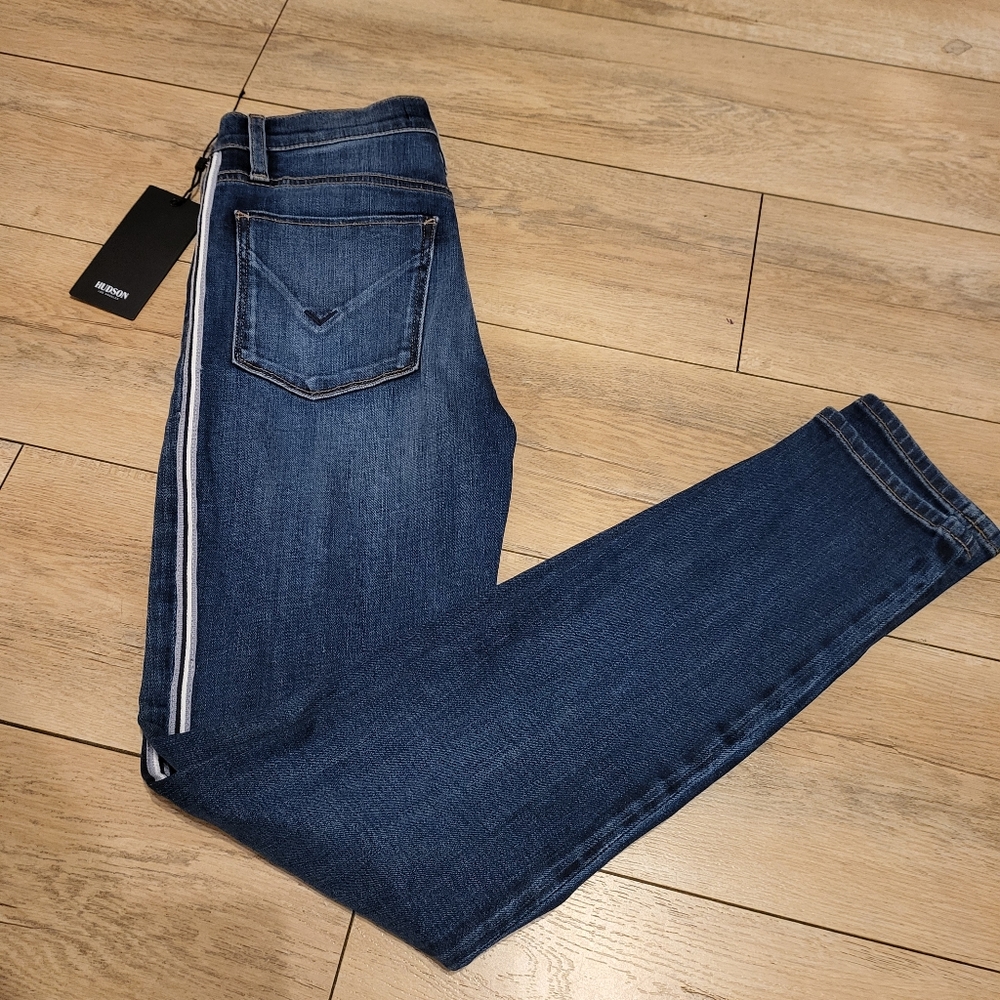 Hudson Ankle Super Skinny Stripe Jeans